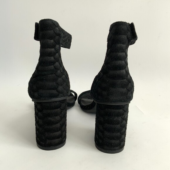 Jeffrey Campbell Laura Suede Snake Embossed Sandals Black 5 - Picture 7 of 11